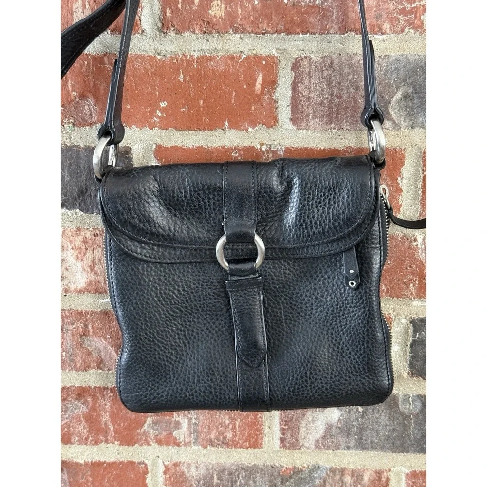 Black Leather Cole Haan Crossbody‎ w/Adj. Strap,